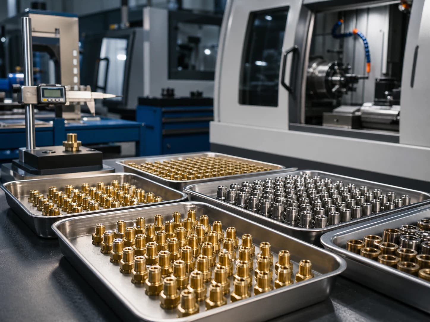 Düzenli sıralanmış seri üretim metal parçaları